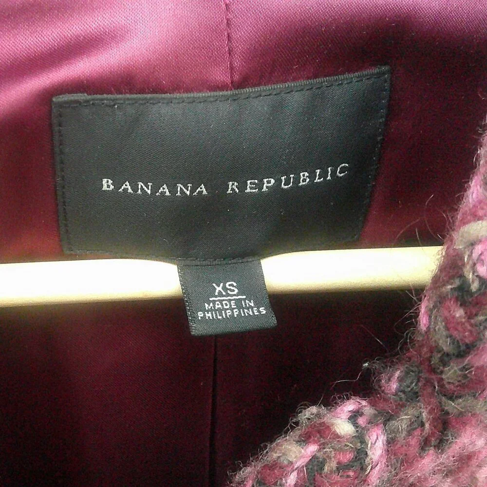 BANANA REPUBLIC Wool Tweed Single Breasted Coat XS - Picture 7 of 8